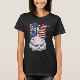 Us Flag Glasses Cat Bubble Gum July 4th Patriot Ca T-Shirt