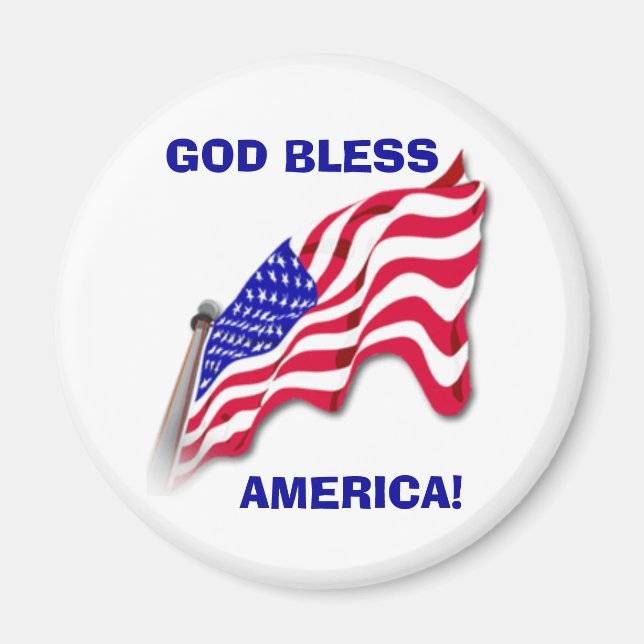 US FLAG "GOD BLESS AMERICA"  Magnet (Front)