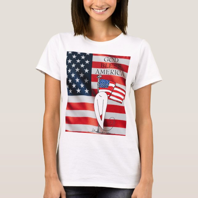 US Flag God Bless America Patriotic T-Shirt (Front)