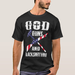 US Flag God Guns and Blacksmithing Anvil American T-Shirt
