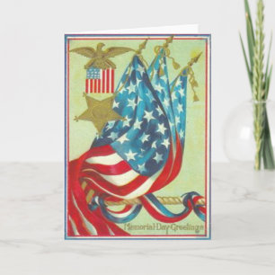 US Flag Gold Star Eagle Memorial Day Card