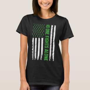 Us Flag Green Ribbon  Mental Health Awareness T-Shirt