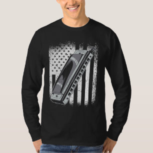 Us Flag Harmonica Player 1 T-Shirt