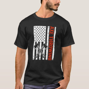 US Flag Hatchet Axe Throwing   T-Shirt