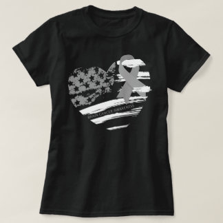 US Flag Heart Brain Cancer Awareness T-Shirt