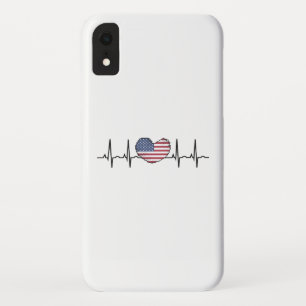 US Flag Heartbeat ECG Electrocardiography iPhone XR Case
