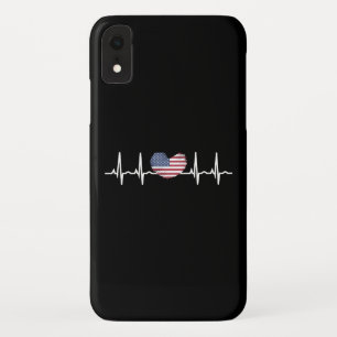 US Flag Heartbeat ECG Electrocardiography iPhone XR Case