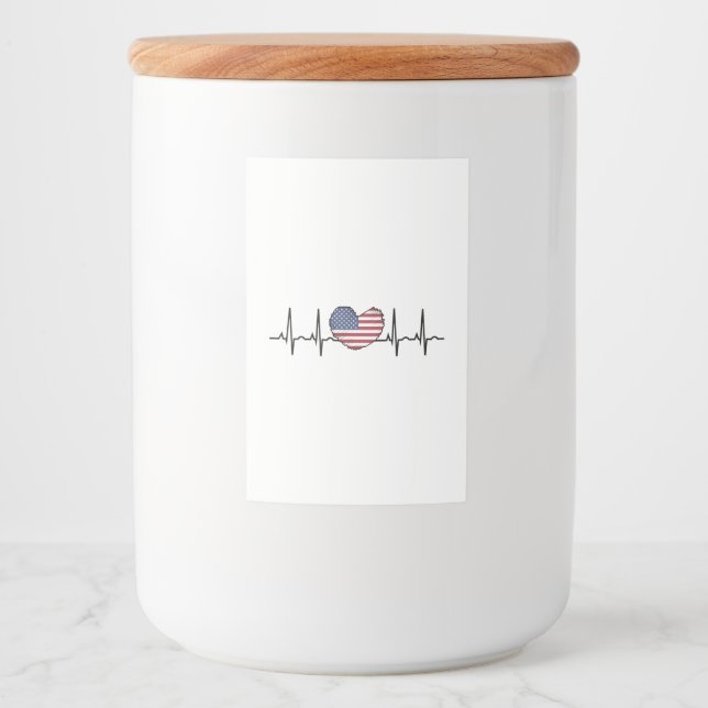 US Flag Heartbeat ECG Electrocardiography Food Label (Front)
