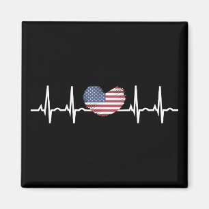 US Flag Heartbeat ECG Electrocardiography Magnet