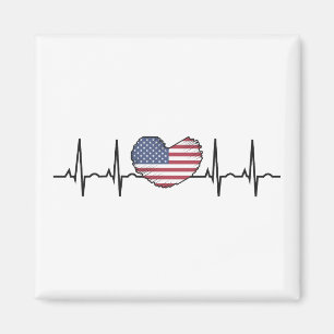US Flag Heartbeat ECG Electrocardiography Magnet