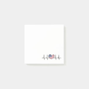 US Flag Heartbeat ECG Electrocardiography Post-it Notes