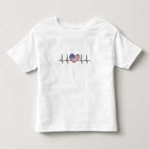 US Flag Heartbeat ECG Electrocardiography Toddler T-Shirt