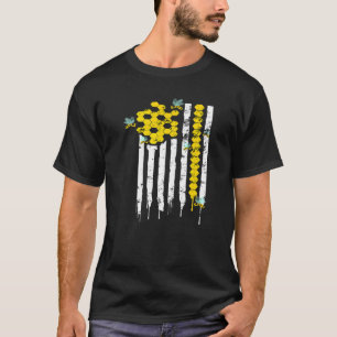 US Flag Honey Bee Honeycomb Beekeeping For Men 1 T-Shirt