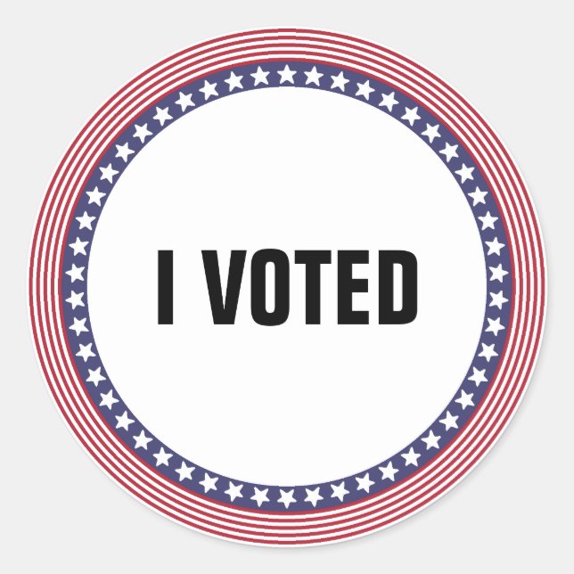 US Flag "I Voted" (CUSTOMIZABLE TEXT) Classic Round Sticker (Front)