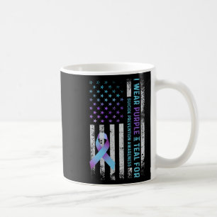 Us Flag I Wear Purple And Teal Suicide Prevention  Coffee Mug