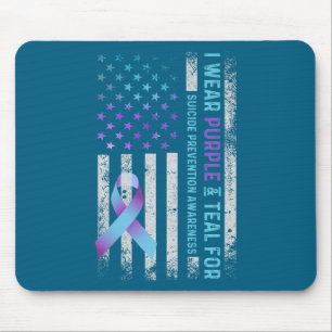 Us Flag I Wear Purple And Teal Suicide Prevention Mouse Mat