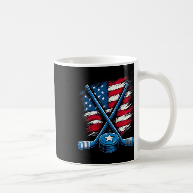 Us Flag Ice Hockey Player (2)  Coffee Mug (Right)