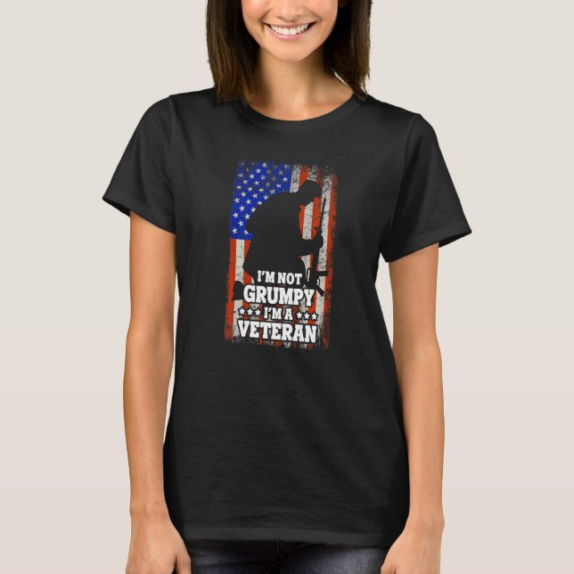 Us Flag Im Not Grumpy Im A Veteran T-Shirt (Front)