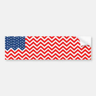 US Flag in Chevron Waves Bumper Sticker