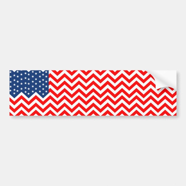 US Flag in Chevron Waves Bumper Sticker (Front)