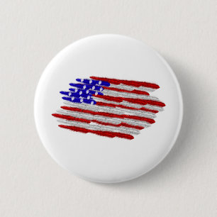 US Flag  in Feathers 6 Cm Round Badge