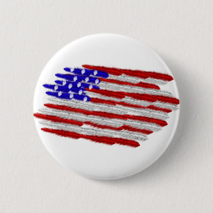 US Flag  in Feathers 6 Cm Round Badge