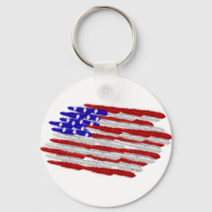 US Flag  in Feathers Key Ring