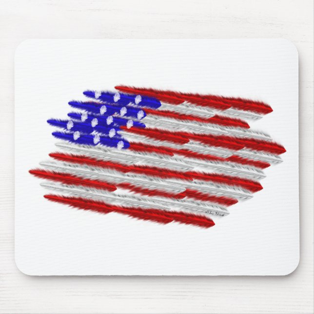 US Flag  in Feathers Mouse Mat (Front)
