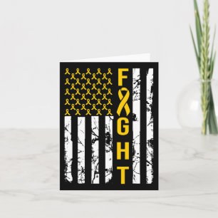 Us Flag In September We Wear Gold Childhood Cancer Card