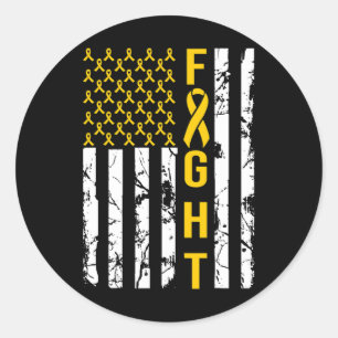 US Flag In September We Wear Gold Childhood Cancer Classic Round Sticker