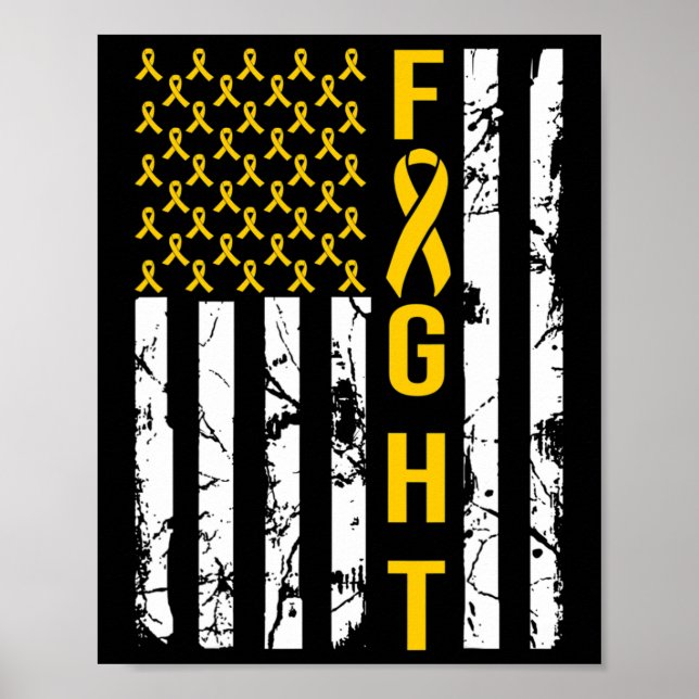 Us Flag In September We Wear Gold Childhood Cancer Poster (Front)