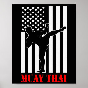 Us Flag Kickboxing Martial Arts Fighter Muay Thai Poster
