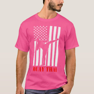 Us Flag Kickboxing Martial Arts Fighter Muay Thai T-Shirt
