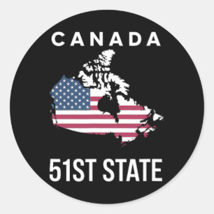 Us Flag Map Canada 51st State Classic Round Sticker