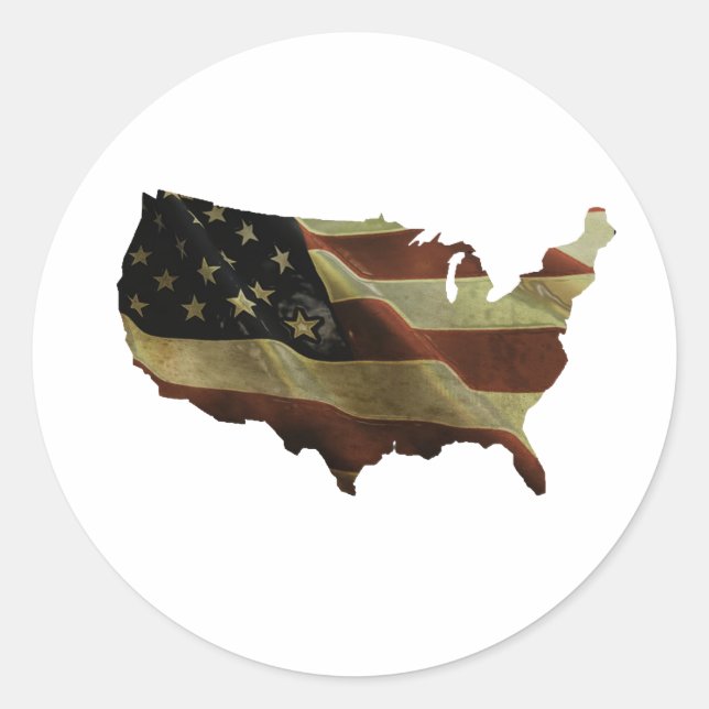 US flag/map gifts, add your background colour Classic Round Sticker (Front)