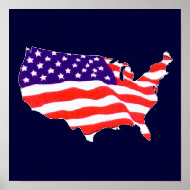 US Flag Map Poster (Front)