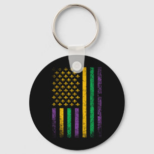 Us Flag Mardi Gras Key Ring