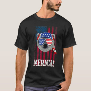 Us Flag Merica Bear Cute Bear Animal July 4th Amer T-Shirt