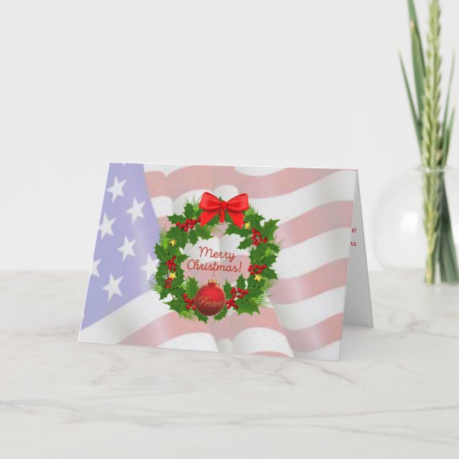 US Flag Merry Christmas Card (Front)