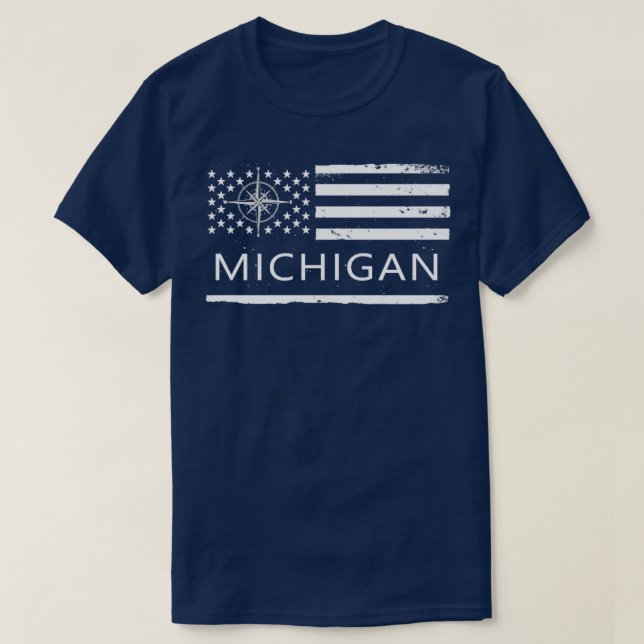 Us Flag Michigan Michigan State Love T-Shirt (Design Front)