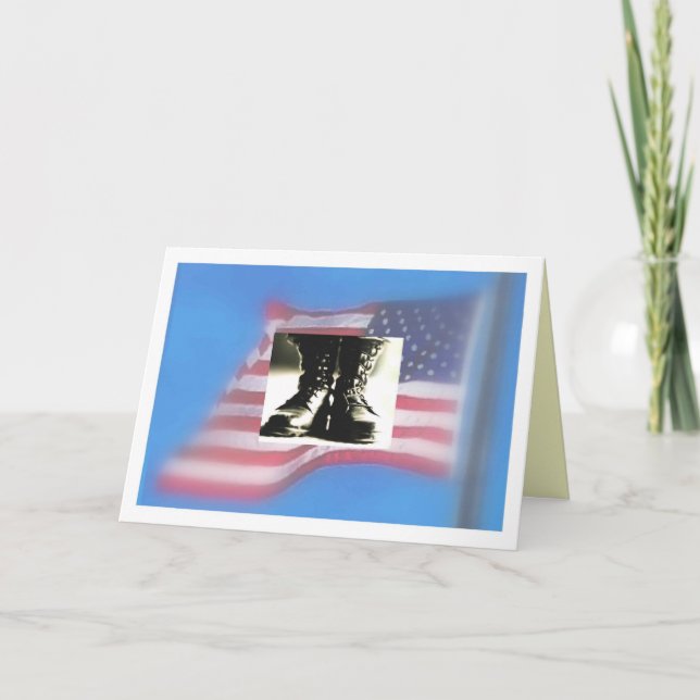 US Flag, Military Combat Boots Card (Front)