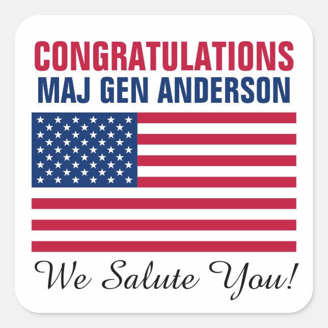 US Flag Military Graduation Promotion Party Square Sticker (Front)