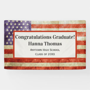 US Flag Military Patriotic Graduation Party  Banner