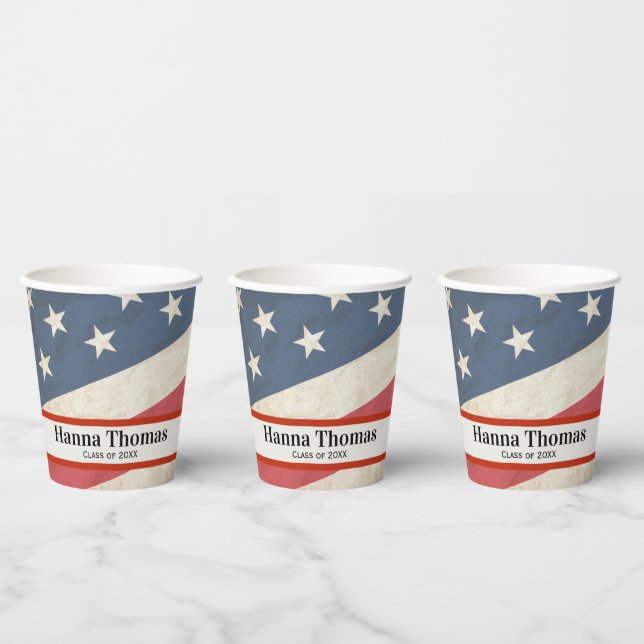 US Flag Military Patriotic Graduation Party  Paper Cups (Multi)