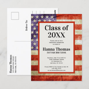 US Flag Military Patriotic Graduation Party Postcard