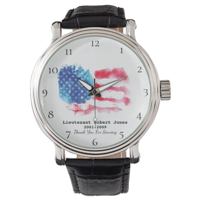 *~* US Flag Military Veteran Red White Blue Watch (Front)