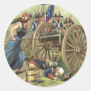 US Flag Molly Pitcher Cannon Classic Round Sticker