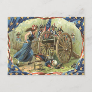 US Flag Molly Pitcher Cannon Postcard