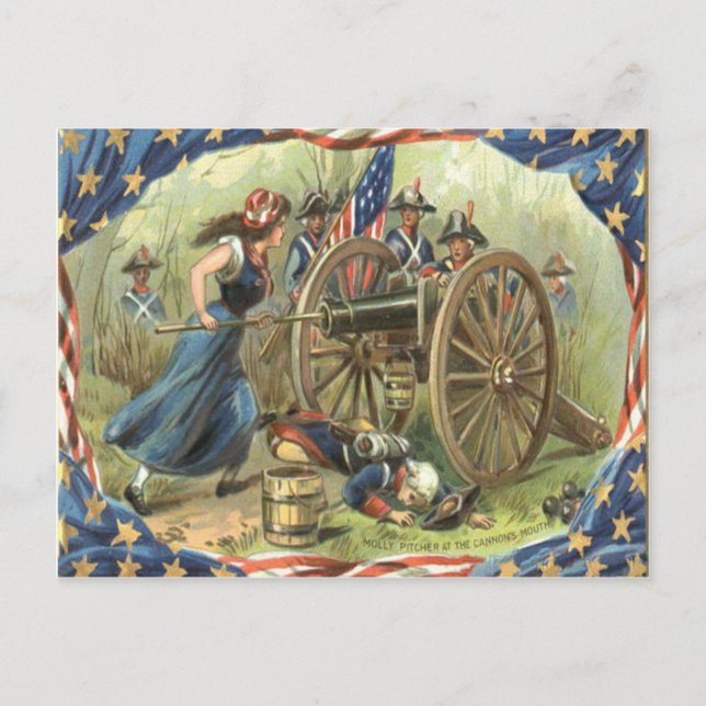 US Flag Molly Pitcher Cannon Postcard (Front)