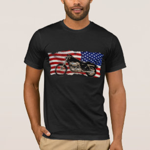 US Flag, Motorcycle, Motorbike, Hog, Cruising T-Shirt